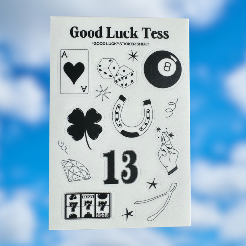 "Good Luck" sticker sheet