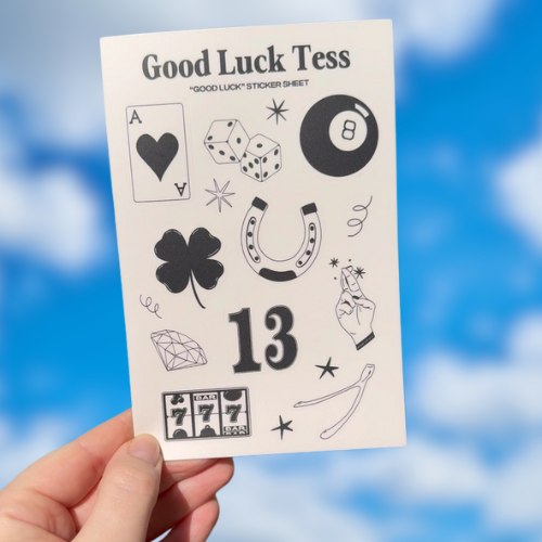 "Good Luck" sticker sheet