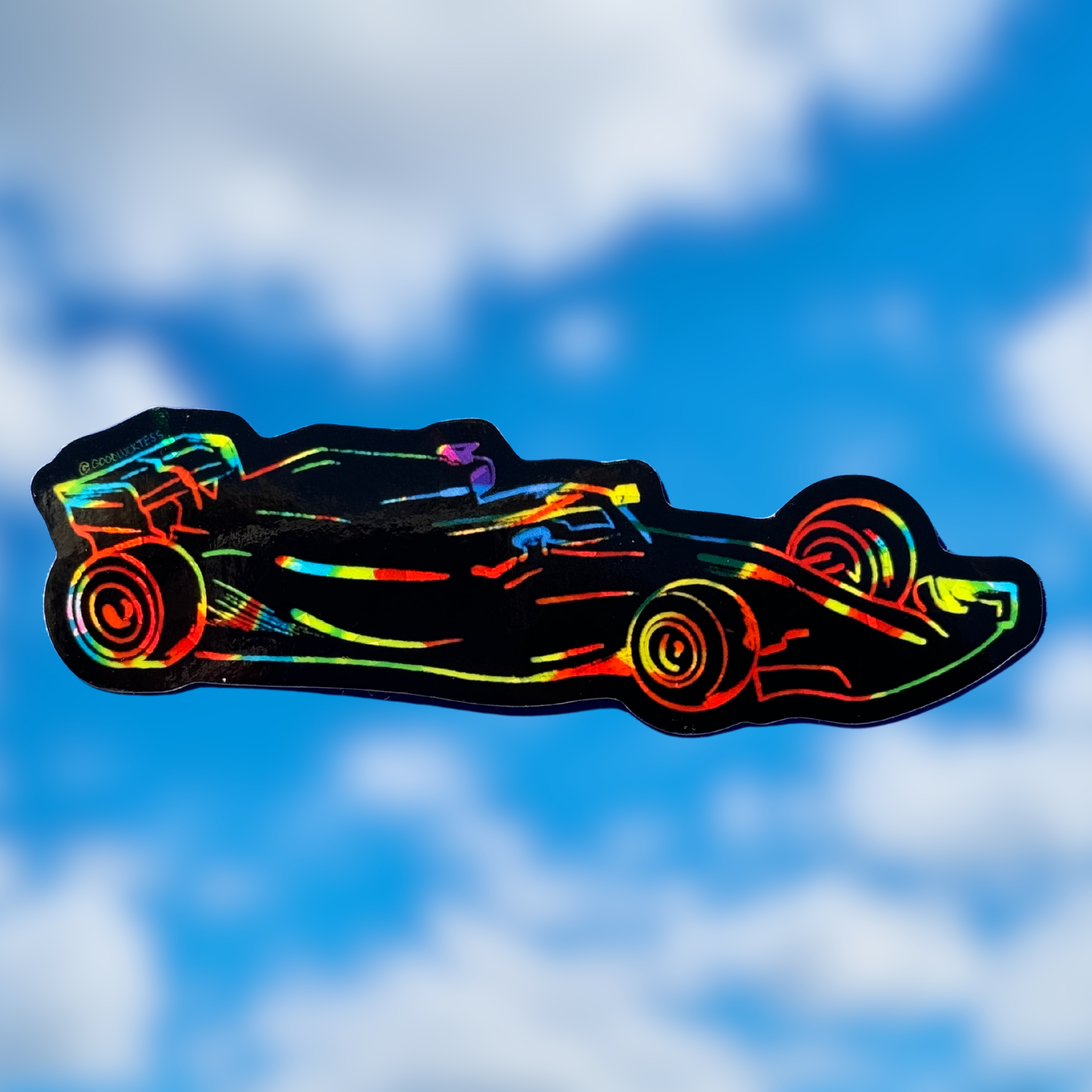 Scratch Art rainbow F1 car sticker