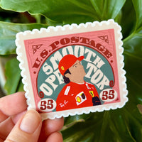 Carlos Sainz "Smooth Operator" stamp sticker | F1 sticker for notebooks, laptops, and water bottles, Formula One stickers | Ferrari F1