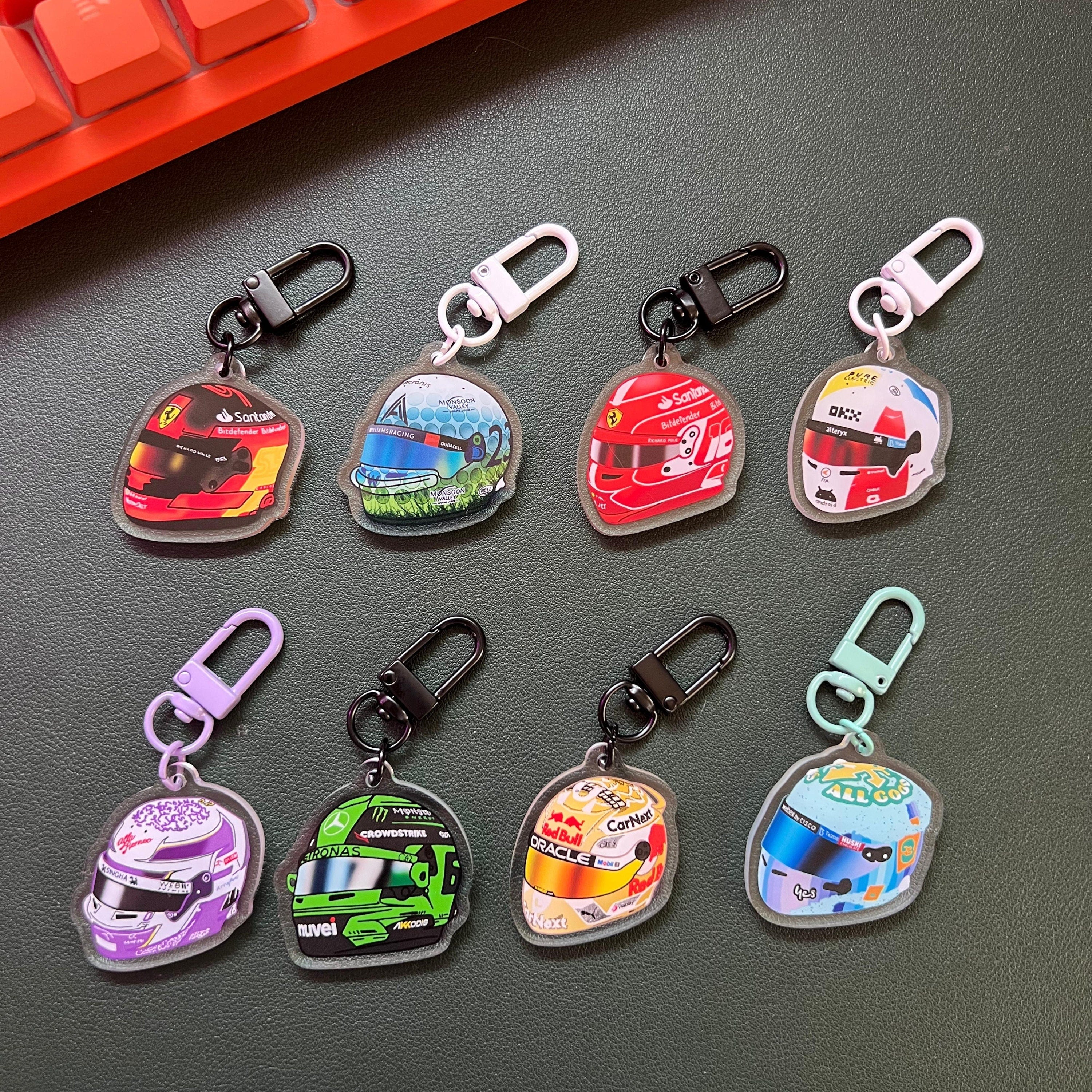 F1 helmet acrylic charm MYSTERY PACKS | F1 driver keychains for backpacks, bags, and more! | formula one keychains
