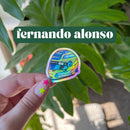 Fernando Alonso mini helmet sticker | cute F1 sticker for notebooks, water bottles, laptops | F1 Aston Martin