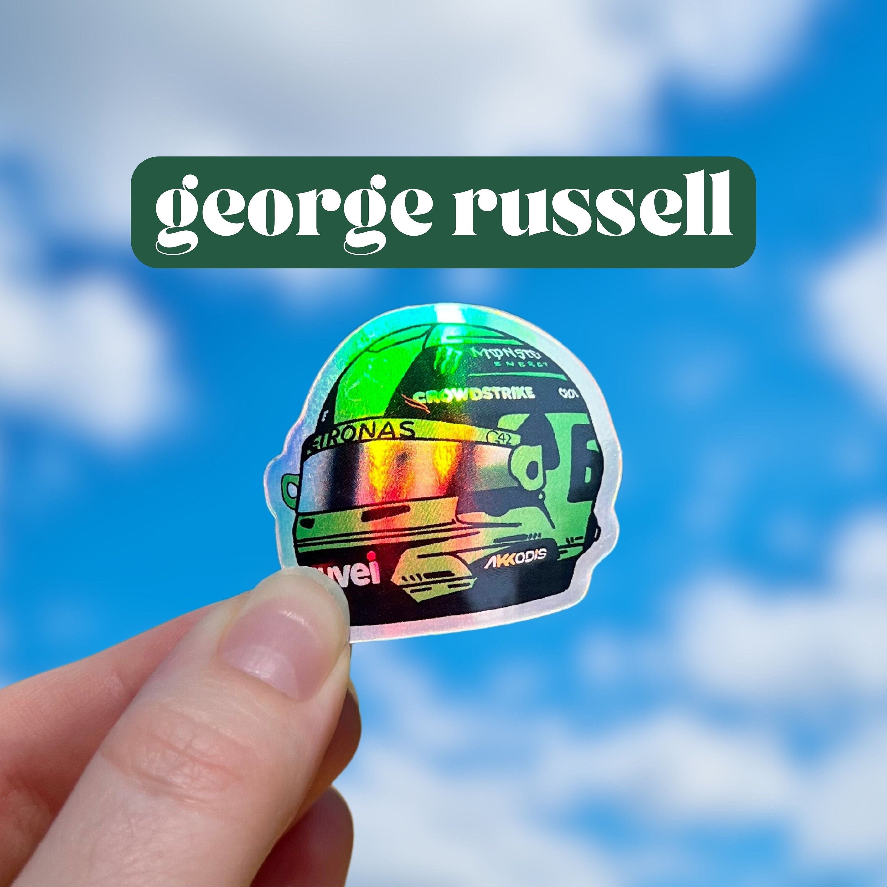 George Russell mini helmet sticker | cute Formula One sticker for notebooks, water bottles, laptops | F1 Mercedes