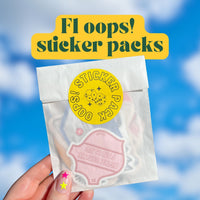 Oops! F1 sticker packs | Mystery stickers | F1 sticker for notebooks, laptops, and water bottles, Formula One stickers