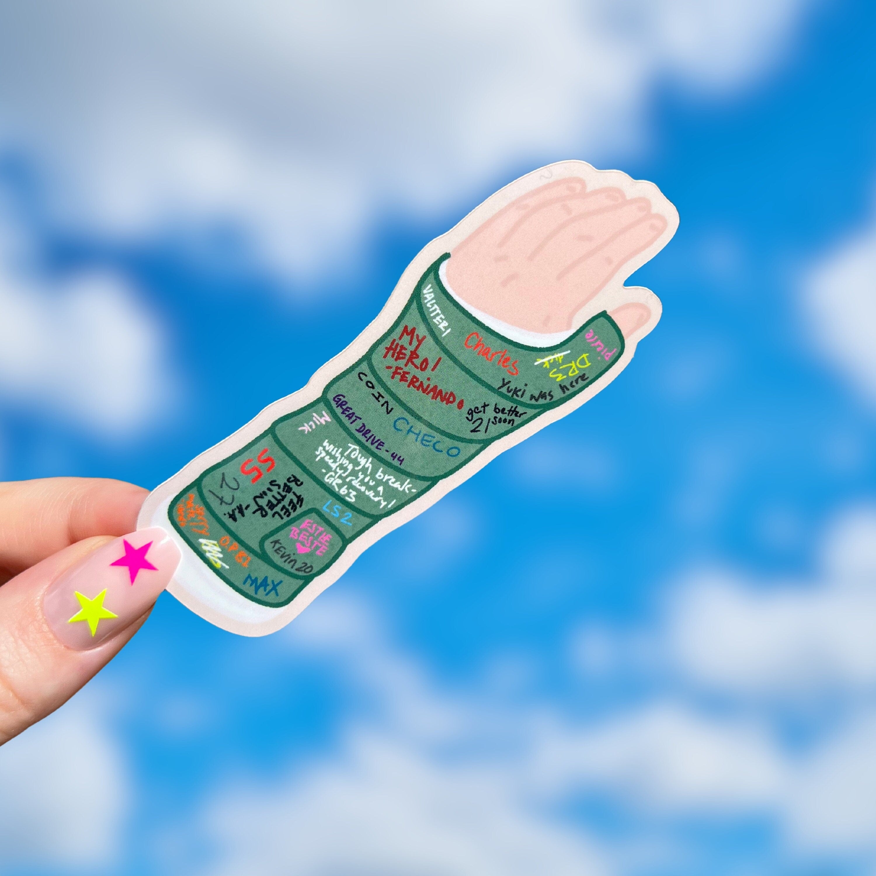 Lance Stroll wrist cast sticker