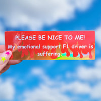 F1 sticker | Emotional Support F1 driver | F1 sticker for notebooks, laptops, and water bottles, Formula One stickers | Charles Leclerc