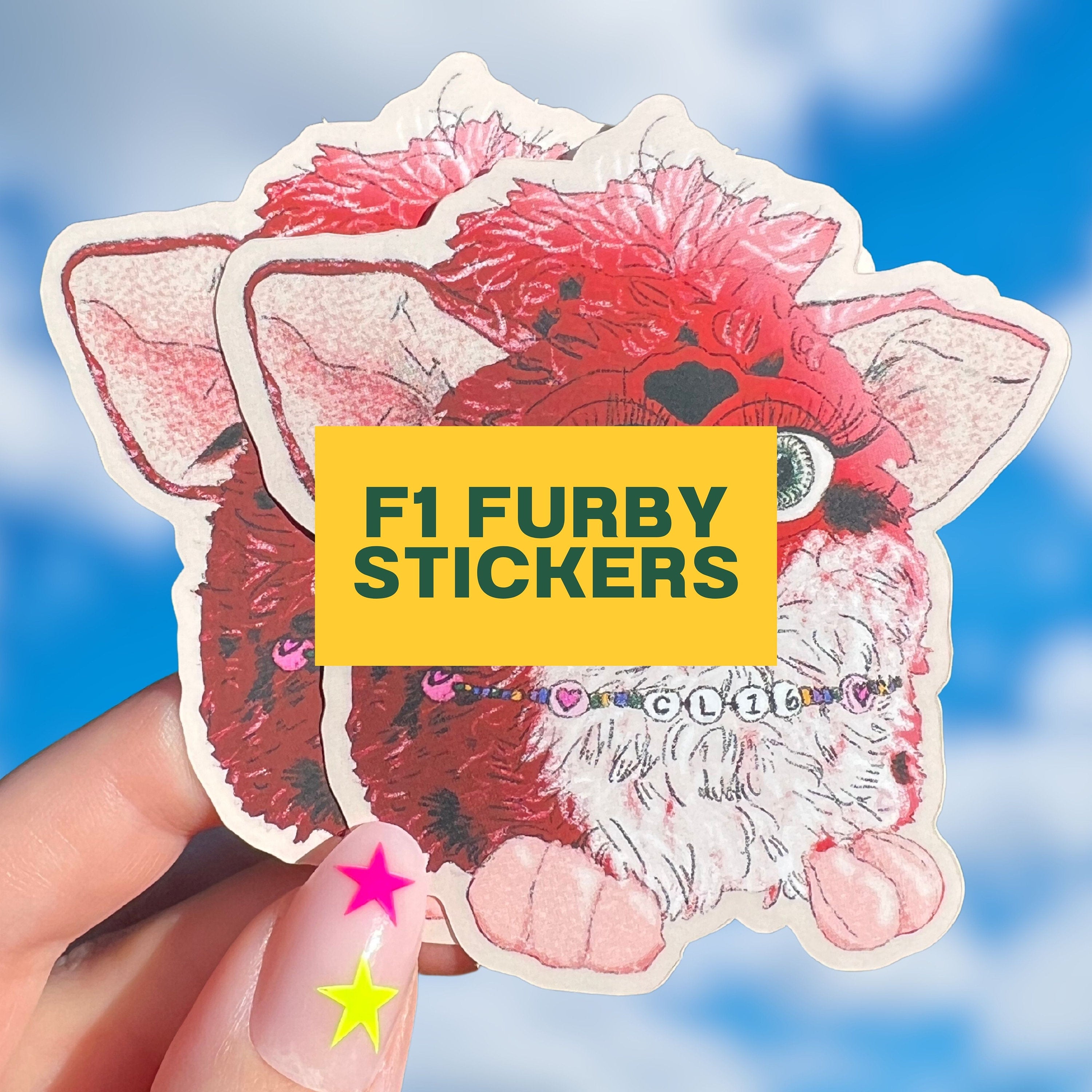 F1 stickers | Furby F1 stickers | F1 sticker for notebooks, laptops, and water bottles | Charles Leclerc Lewis Hamilton Max Verstappen F1