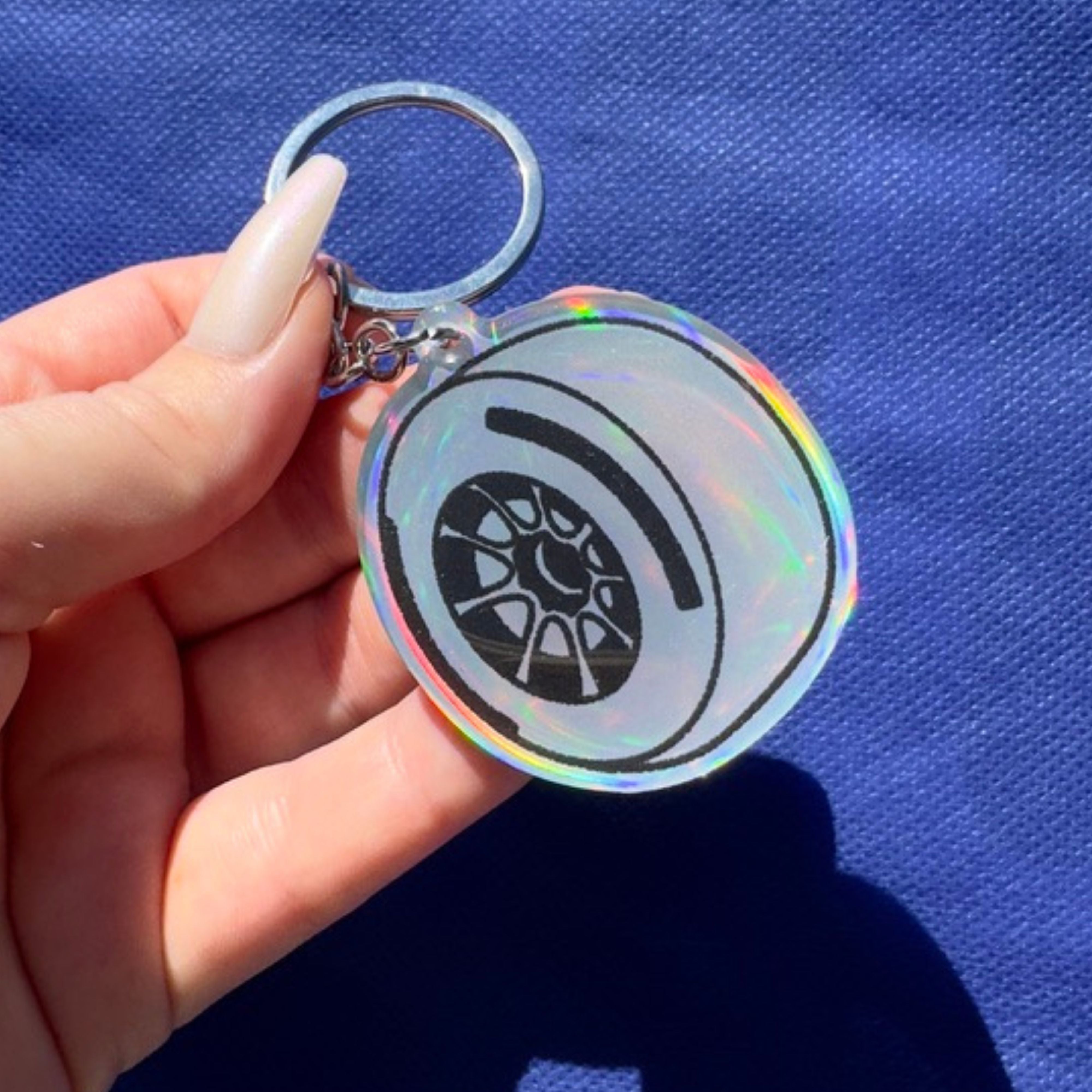 Holographic F1 Tyre keychain