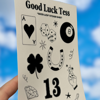 "Good Luck" sticker sheet