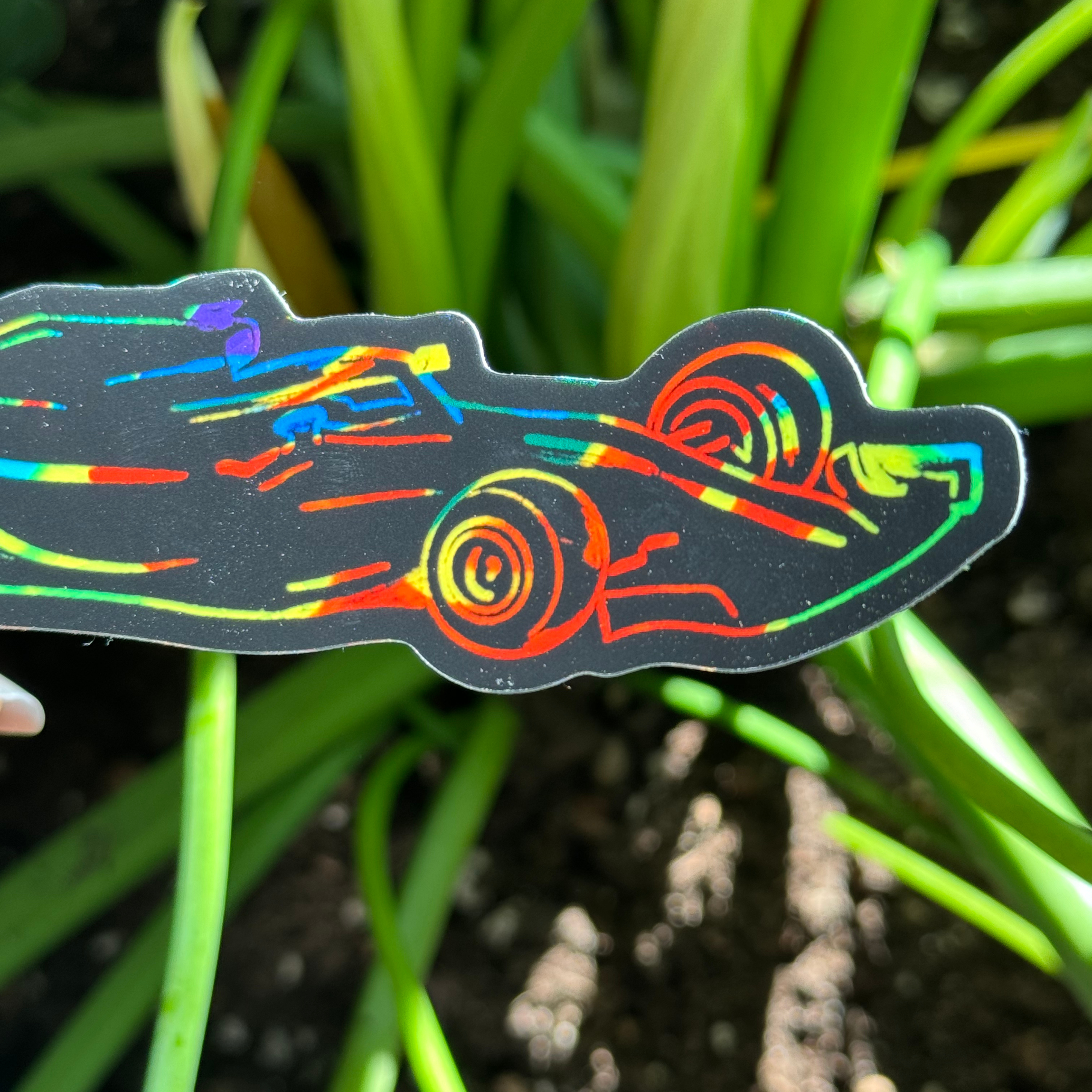 Scratch Art rainbow F1 car sticker