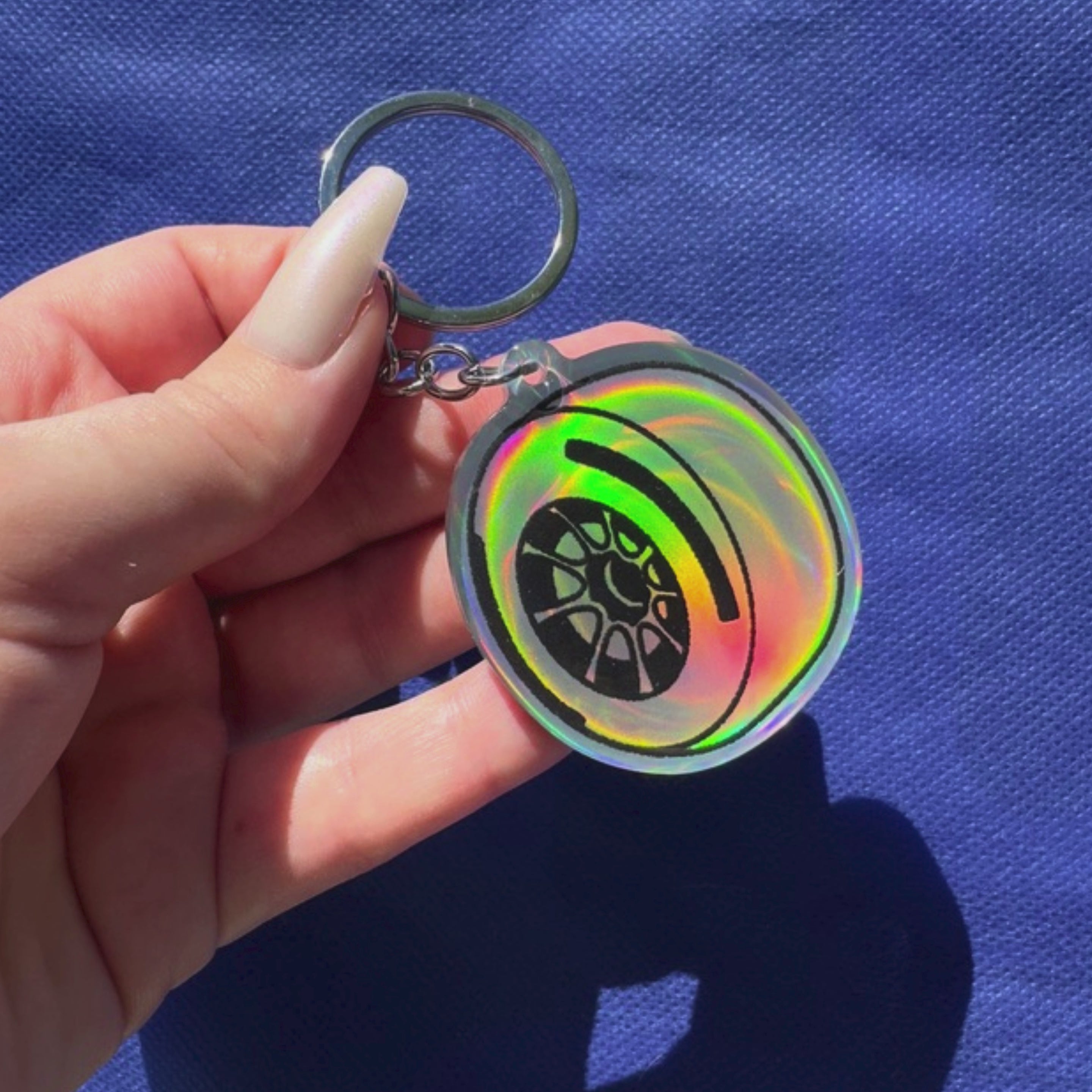 Holographic F1 Tyre keychain