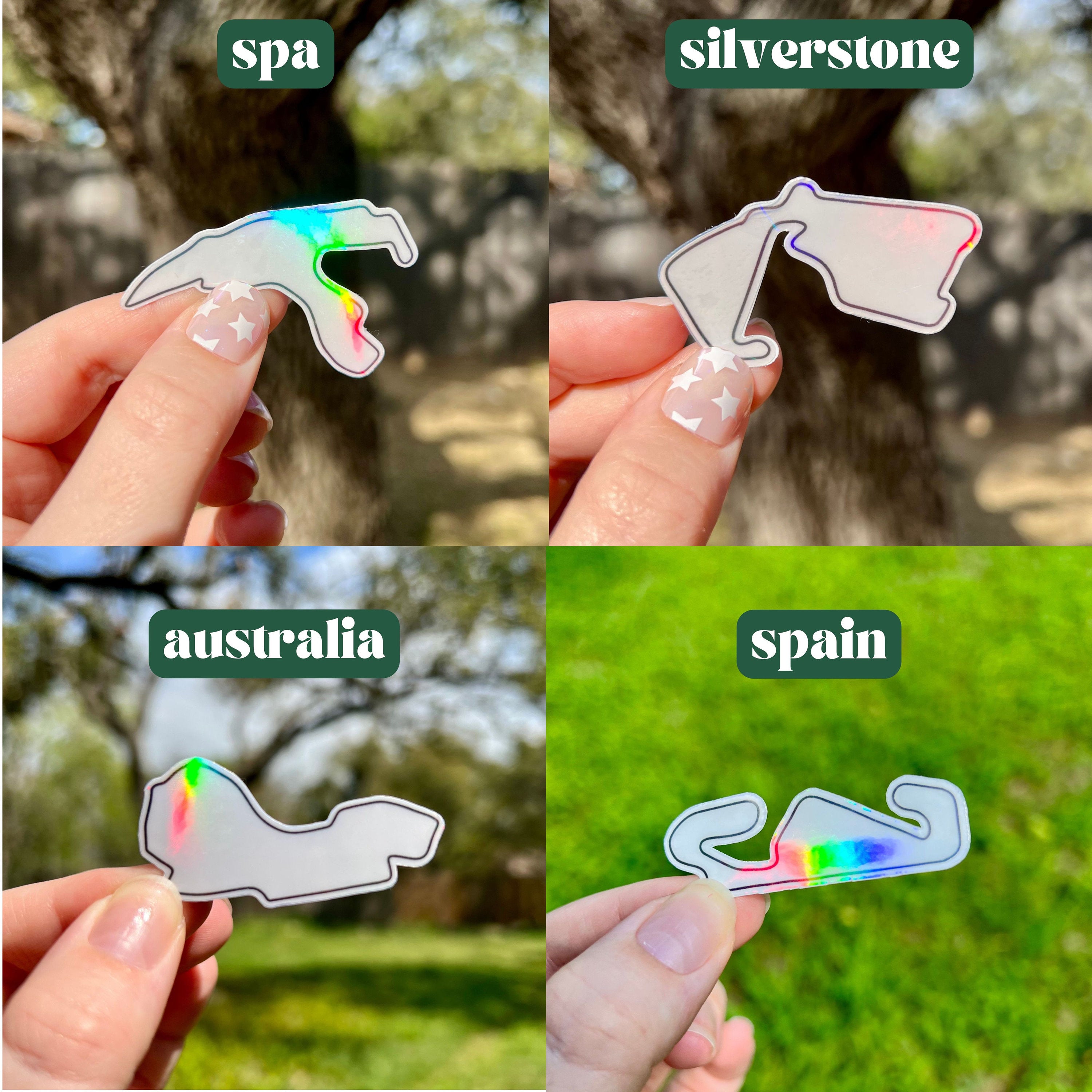 F1 holographic track stickers | clear sticker for F1 tracks | Silverstone Bahrain Spa formula one