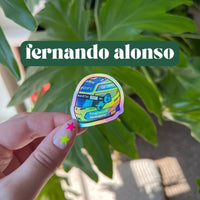 Fernando Alonso mini helmet sticker | cute F1 sticker for notebooks, water bottles, laptops | F1 Aston Martin