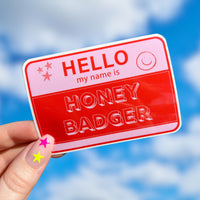 Hello My Name Is Honey Badger, Daniel Ricciardo sticker | F1 sticker for laptops, notebooks, water bottles, formula one stickers Alpha Tauri